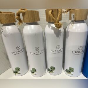 4-pk Hawaii Sheraton Waikiki Beach Refillable Metal Water Bottles New